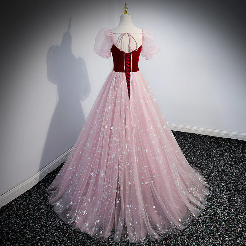 French Princess Dress Evening Dress Female Adult Ceremony Fairy Starry Sky Gradient Dress Student Graduation Ceremony Piano Performance