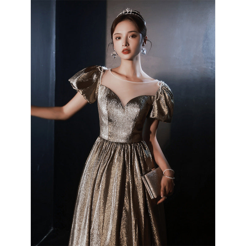 Banquet Evening Dress 2024 New Autumn Art Exam Vocal Music Host Dress Elegant Fairy Temperament Annual Meeting Dress