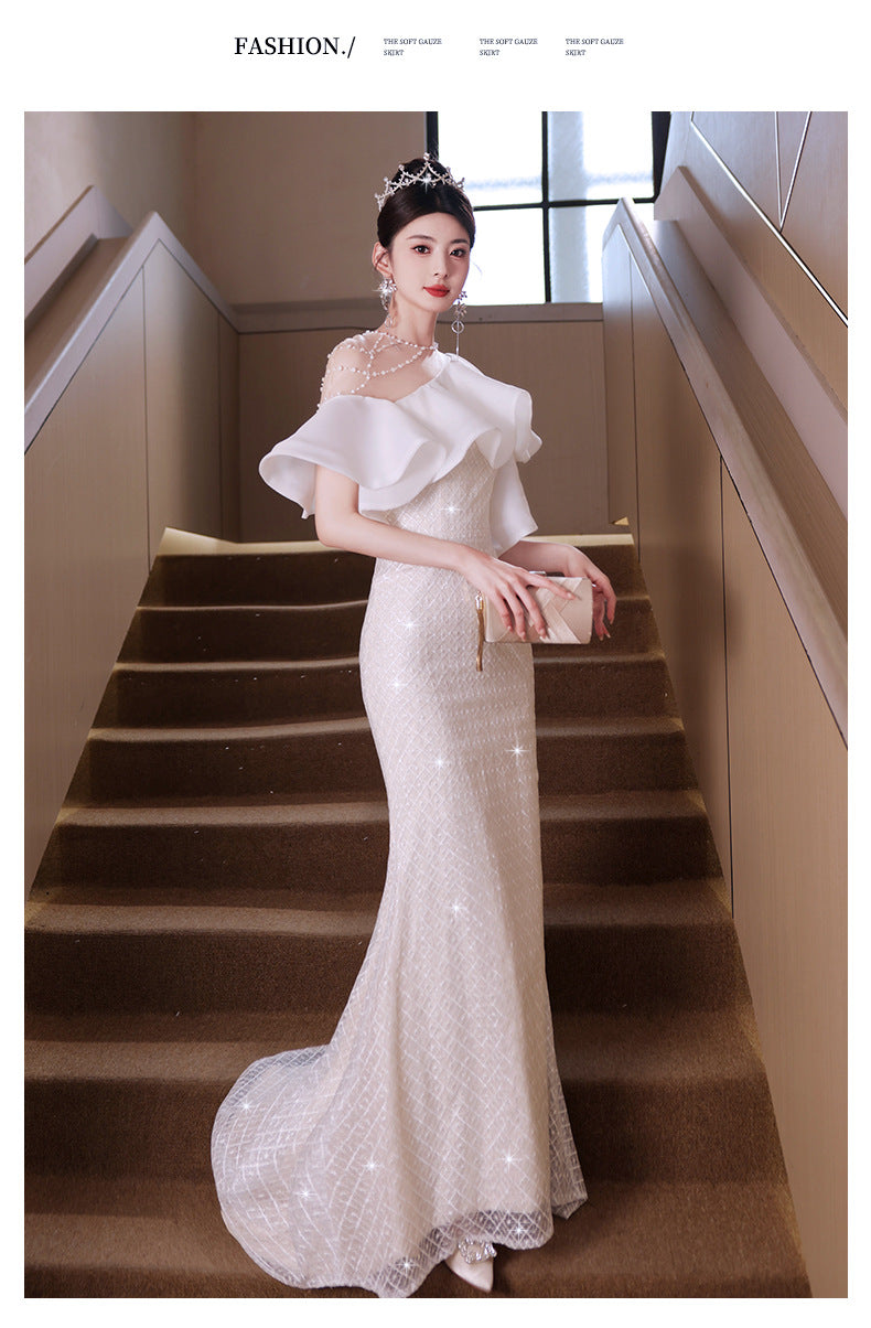 Evening Dress for Women Light Luxury Minority High-End High-Grade Host French Fishtail Heavy Industry Party Elegant