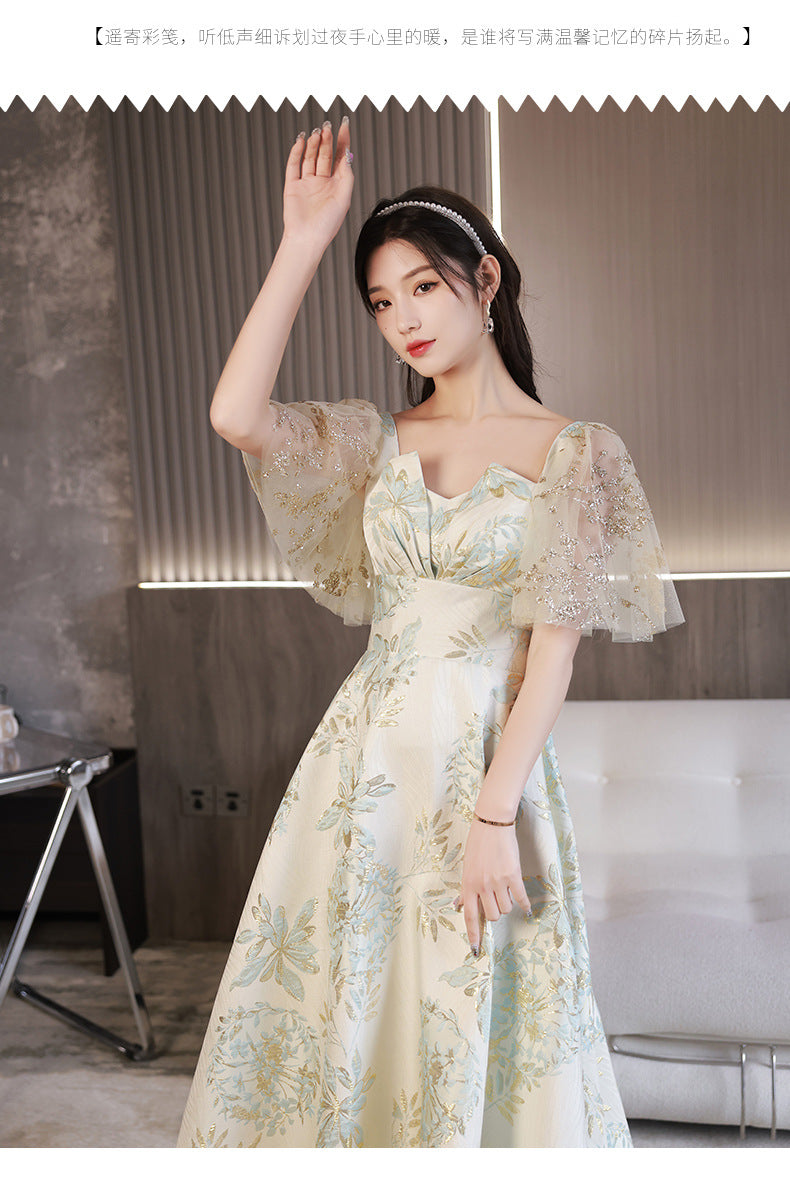 Daily Wearable French Suit 2024 New Summer Floral Bridesmaid Dress Dress Small Banquet Evening Dress