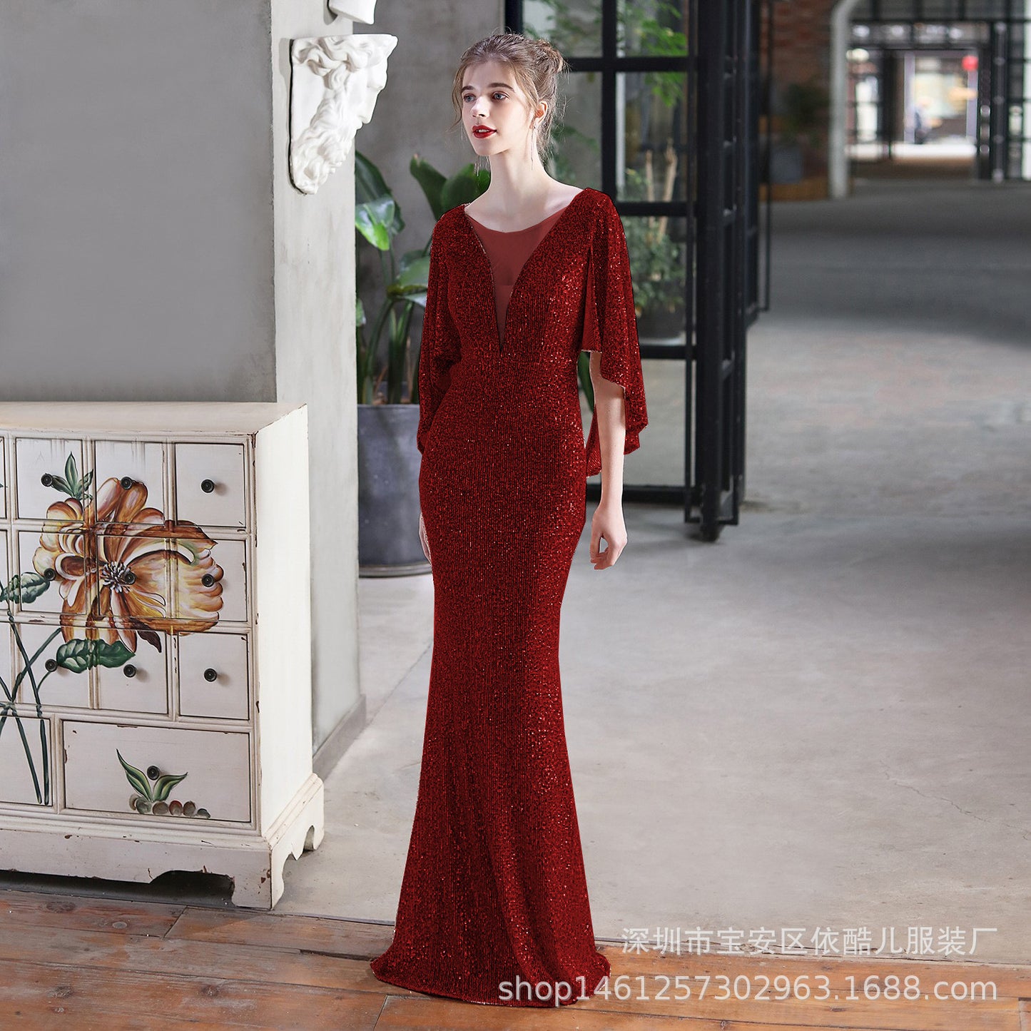 Shiny Evening Dress for Women Banquet Temperament High-End Affordable Luxury Niche High-Grade Sequined French Annual Meeting Host