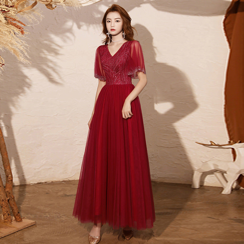 TOAST Clothing Bride 2024 New Autumn Red, Long Marriage Engagement Slimming Bridal Evening Dress Women's Jumpsuit