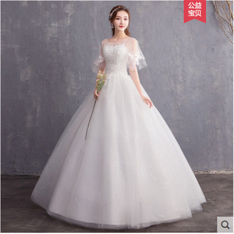 Primary Wedding Dress 2024 New Bridal Wedding off-Shoulder Wedding Dress Simple Korean Style Floor-Length Light Wedding Dress Factory Approval