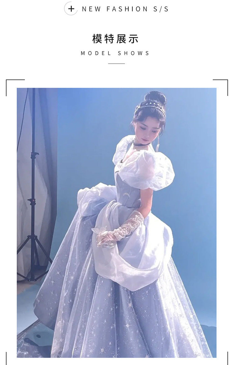 Evening Dress Women's, Blue Fairy High Sense Niche Princess Adult Ceremony Light Luxury Temperament Ladies Banquet Dress