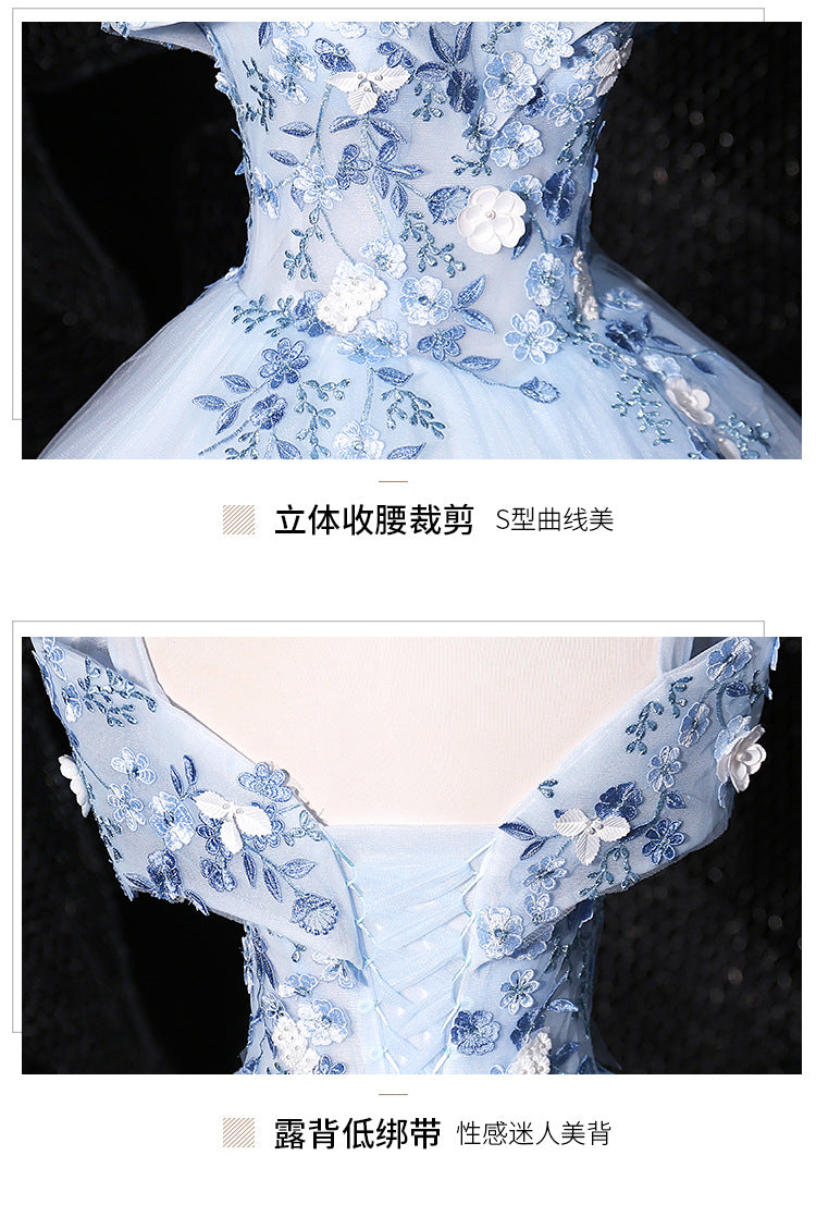 Sky Blue off-the-Shoulder Gown 2024 New Bel Canto Solo Pettiskirt Long Slimming Slim Fit Stage Skirt