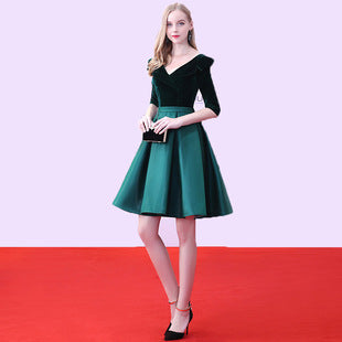 Bridal Toast Dress New Spring Short Red V-neck Engagement Return Wedding Dress for Women Slim Fit Slimming