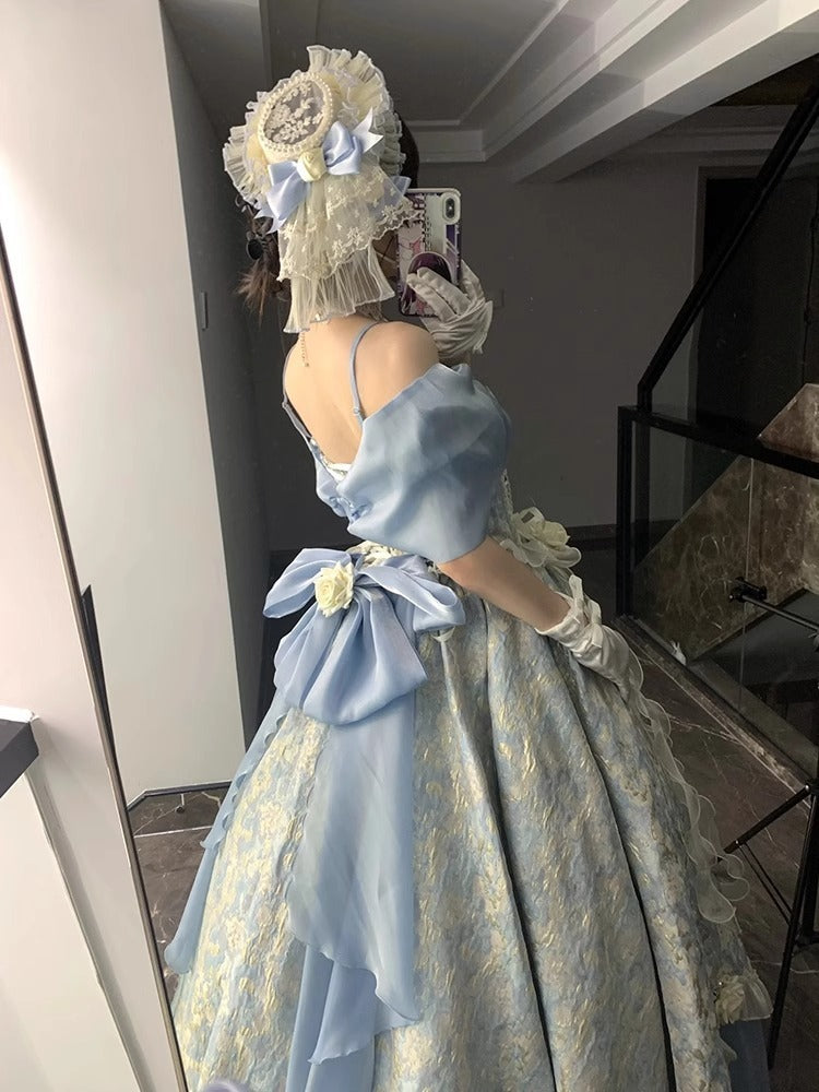 Blue Princess Dress Dress Lolita Dress Female Adult Ceremony Lolita Heavy Industry Trailing Pettiskirt Female Fashion