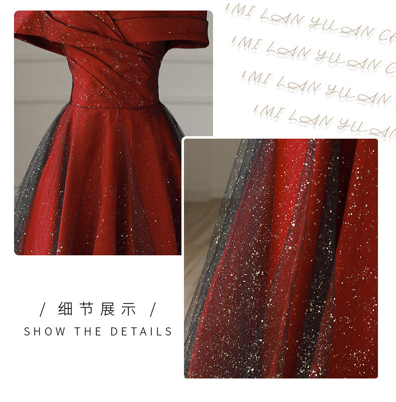 French Toast Clothing Elegant off-Shoulder Red Maternity Bridal Dresses plus Size Plump Girls Slimming Bridal Marriage Engagement Dress