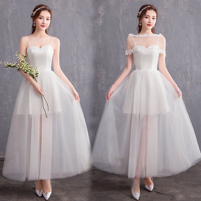 Performance Evening Dress Spring New Wedding Dress Bridesmaid Dress Strap Long Travel Photo Couple Photo Light Wedding Dress
