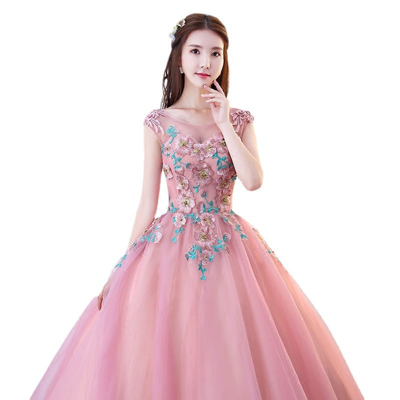 2024 New Colorful Wedding Dress Solo Performance Costume Pettiskirt Vocal Chorus Art Examination Host Dress for Women
