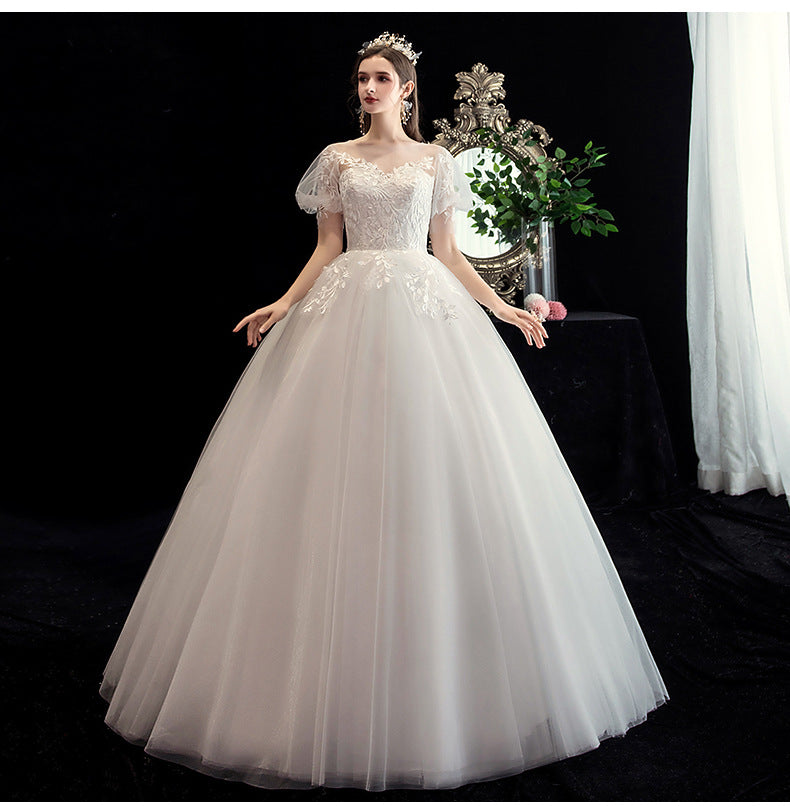 Wedding Dress 2024 New Korean Style Slim Fit Bridal Wedding Dress plus Size Lace Photo Studio Wedding Small H26