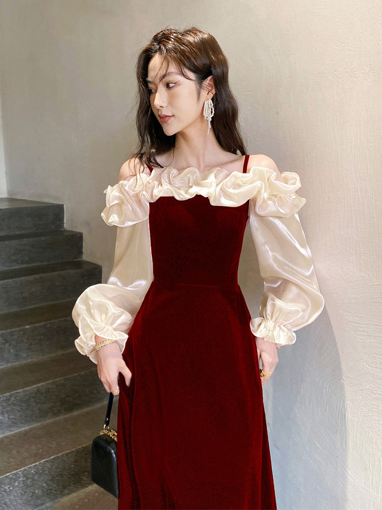 Dress For Ball Gown Evening Dresses Flower Banquet Red Evening Dress H2112