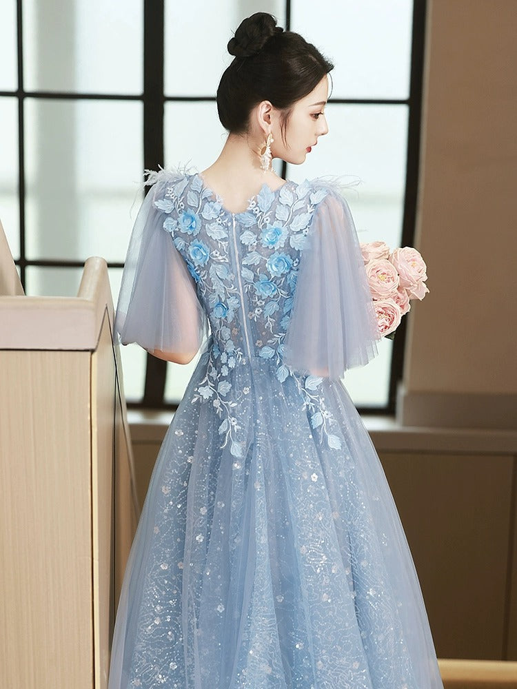 Blue Evening Dress High-End Affordable Luxury Niche Fairy 2024 New High Sense Dinner French Host Long