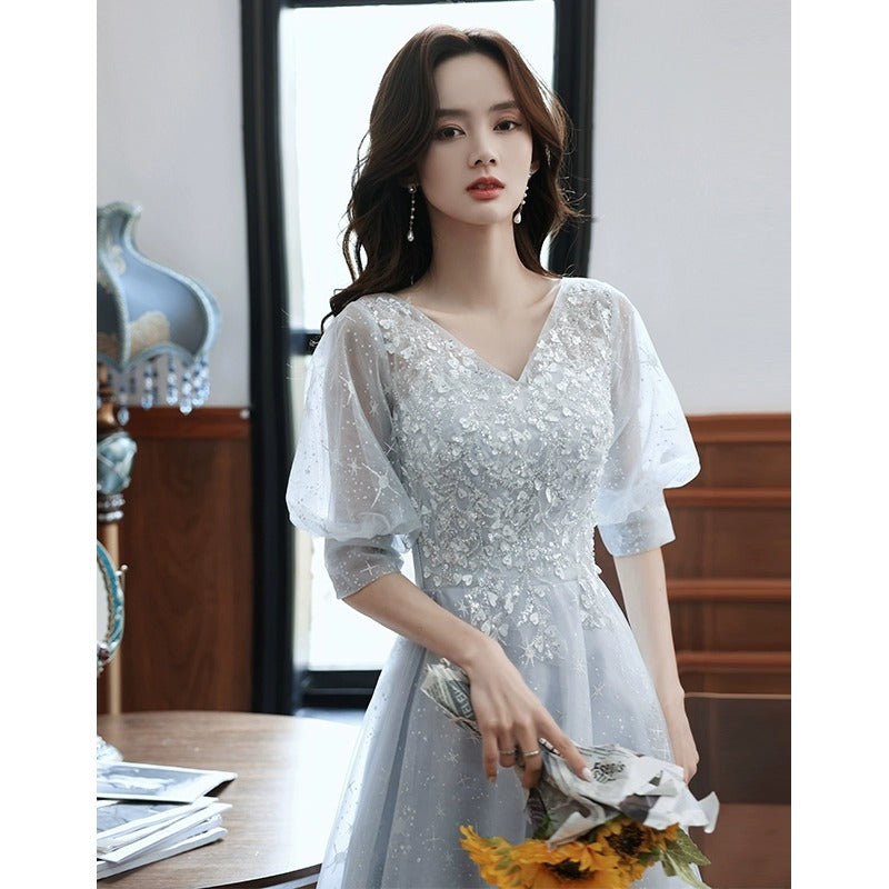 Little Evening Dress Female Banquet Bridesmaid High-End Temperament Vocal Music Art Test Senior Student Graduation Host Autumn