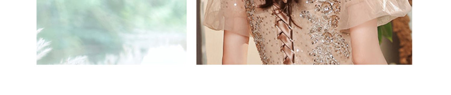 Champagne Evening Dress for Women Banquet Temperament Light Luxury Minority High-End High-Grade Host Summer Art Exam Engagement Dress