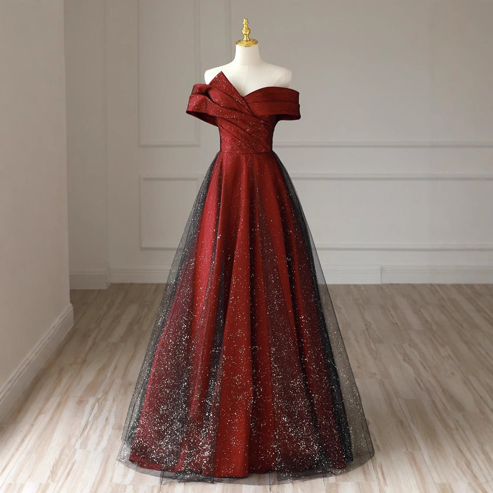 French Toast Clothing Elegant off-Shoulder Red Maternity Bridal Dresses plus Size Plump Girls Slimming Bridal Marriage Engagement Dress