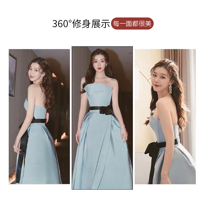 Evening Dress for Women 2024 Winter New Banquet Socialite Host's Dress Dress Women Sexy Evening Dress Long