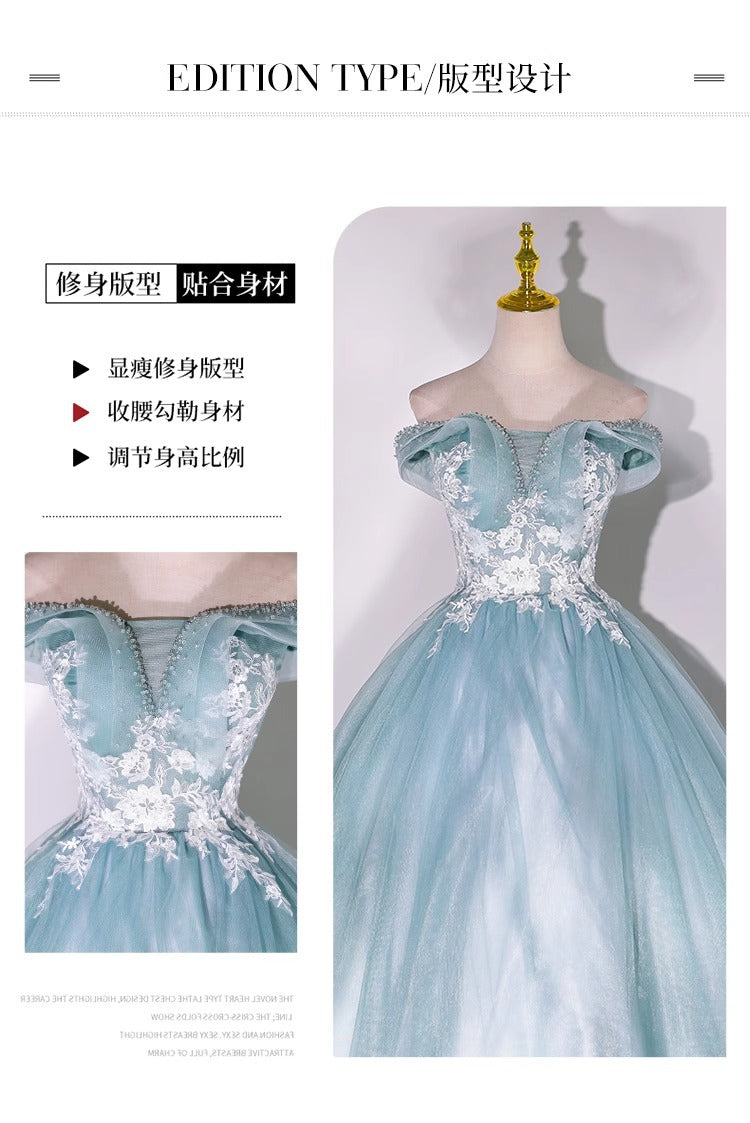 Colored Mesh Wedding Theme Evening Dress Art Exam Solo Beauty Voice Pettiskirt Performance Dress Long Annual Meeting Host Dress