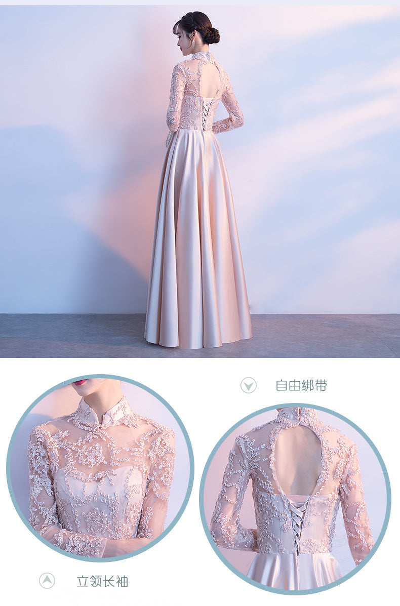 Long Bridesmaid Dress 2024 New Spring and Summer Korean Style Slim Fit Slimming Sisters Group Dress Performance Graduation Dress for Women