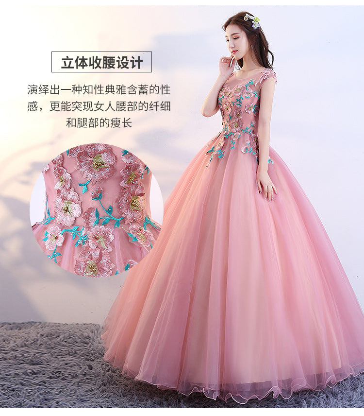 2024 New Colorful Wedding Dress Solo Performance Costume Pettiskirt Vocal Chorus Art Examination Host Dress for Women
