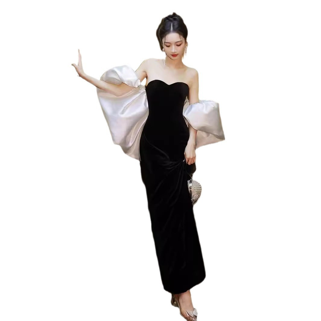 Black Dress Light Luxury Minority High-End High-Grade Party Adult Ceremony Daily Wearable Host Performance Costume