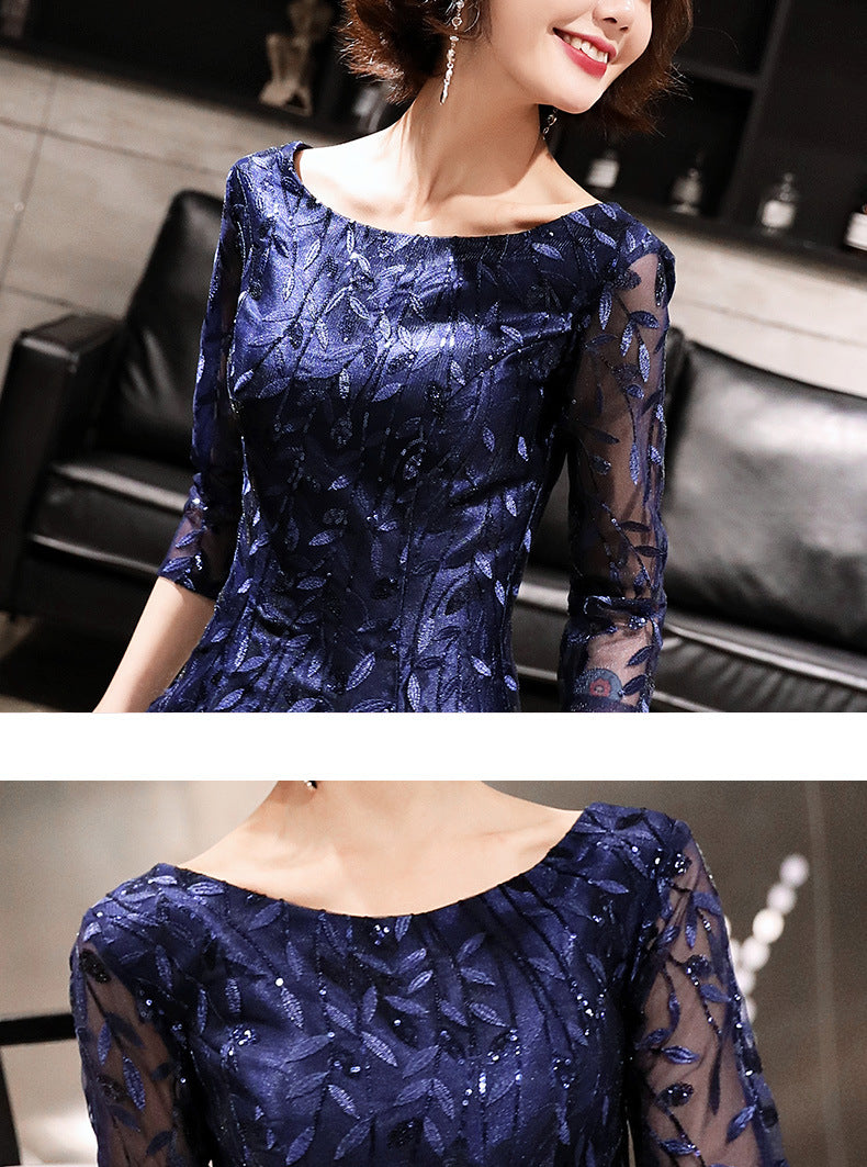 Fall 2024 New Evening Dress Women's Small Slim Student Host People's Congress Choir Anniversary Performance Costume