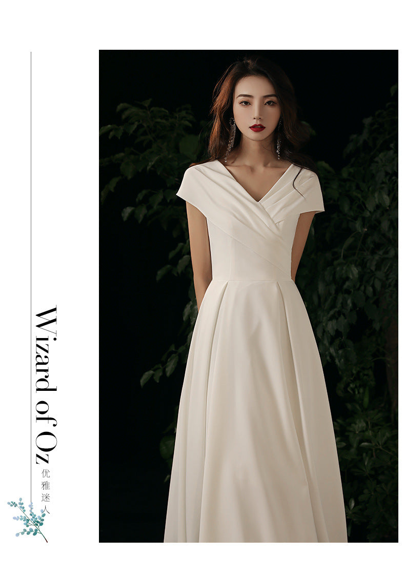 White Elegant Socialite Little Evening Dress Dress Female Registration Certificate Daily Style Birthday Banquet French Dress