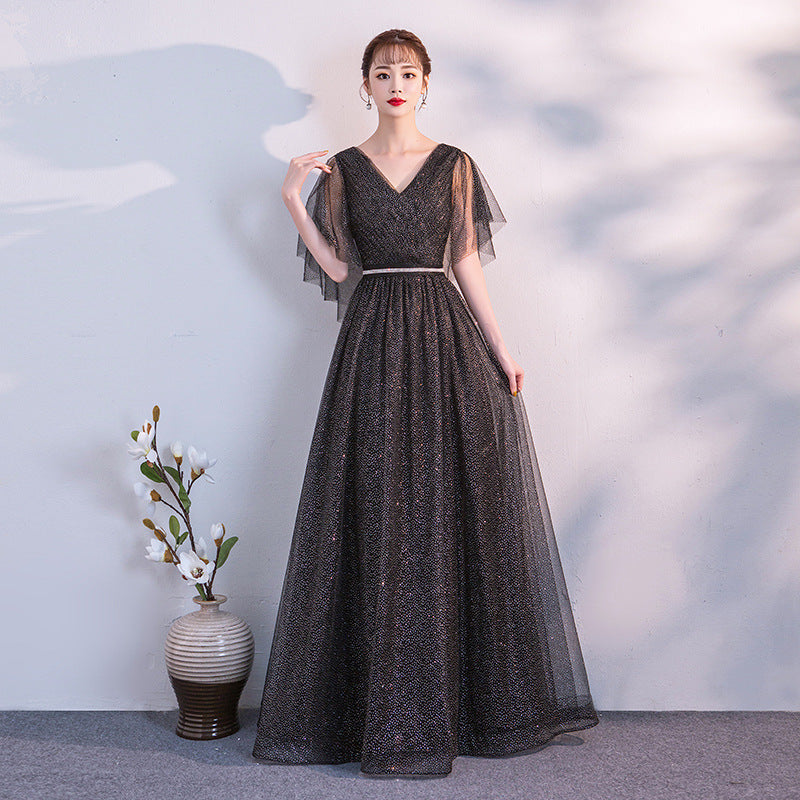 Chorus Dress 2024 New Mesh Elegant Long Banquet Dress Host Annual Meeting Chorus Costume Women