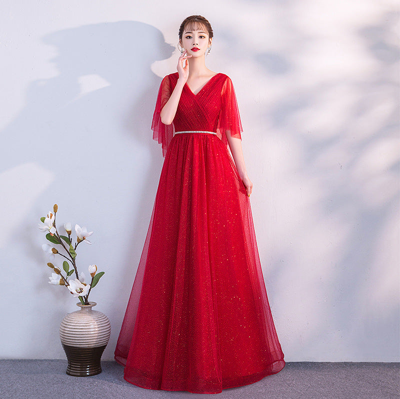 Chorus Dress 2024 New Mesh Elegant Long Banquet Dress Host Annual Meeting Chorus Costume Women