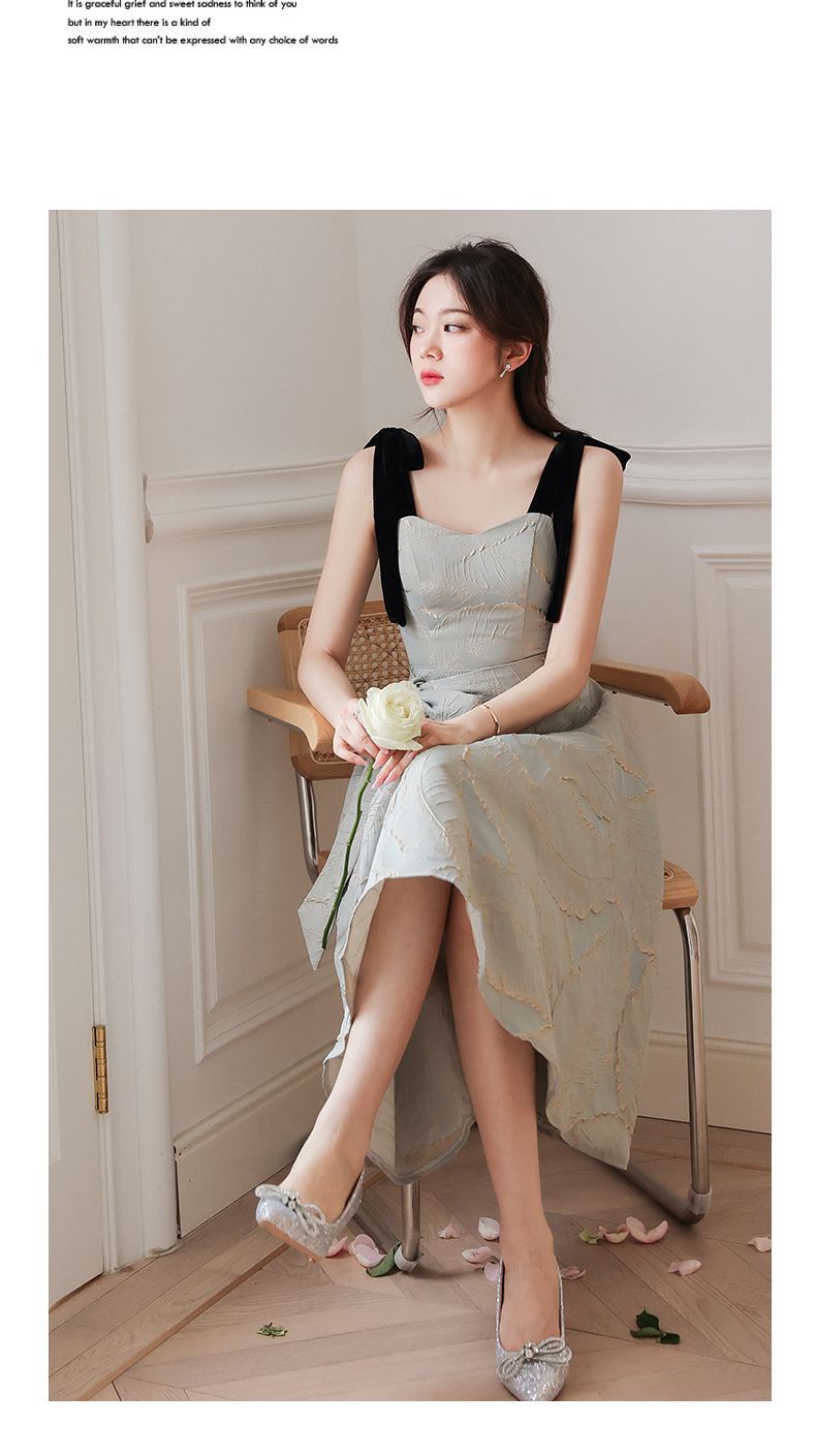 French Style Black Evening Dress Hepburn Style High-End Affordable Luxury Niche Temperament Adult Ceremony Toast Dress High-Grade Light Wedding Dress