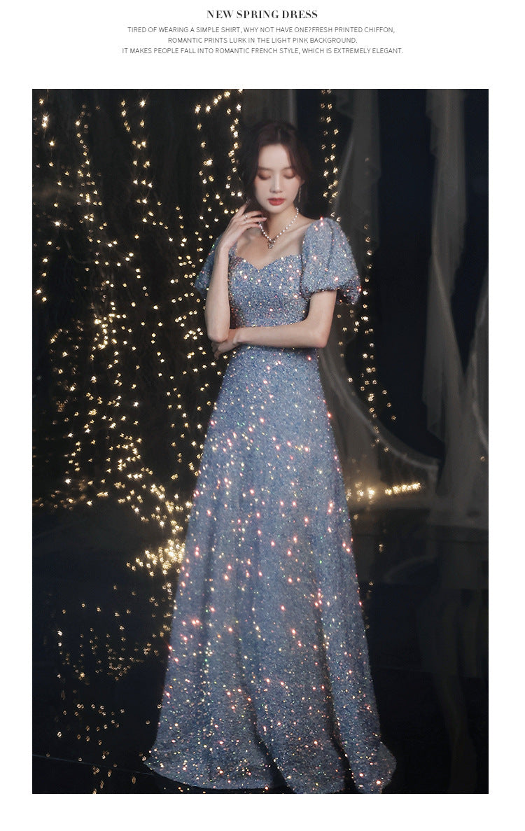 3183 Evening Dress Women's New Annual Party Banquet Temperament Entry Lux Niche High-End Host High Sense Dress