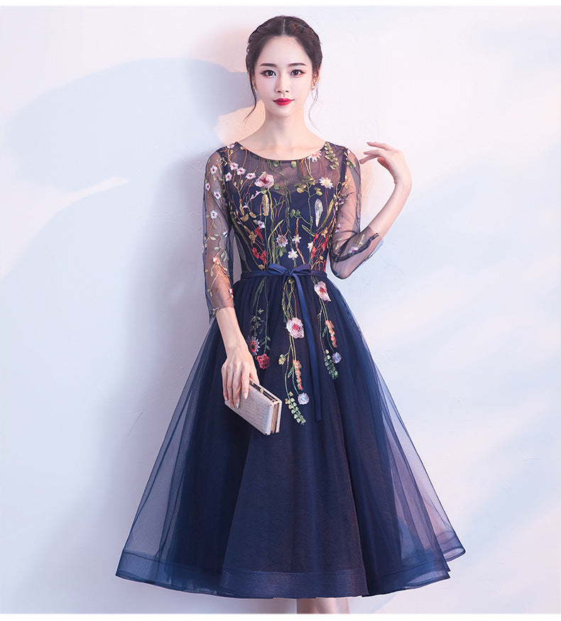 Banquet Evening Dress 040 New Fashion Elegant Dress for Women Small Dress Dress for Women Mid-Length Evening Dress