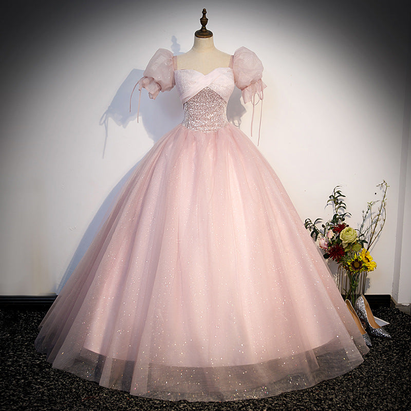 Engagement Evening Dress Pink Princess Bride Toast Dress Stage Performance Solo Wedding Dress Host Formal Dress Wholesale