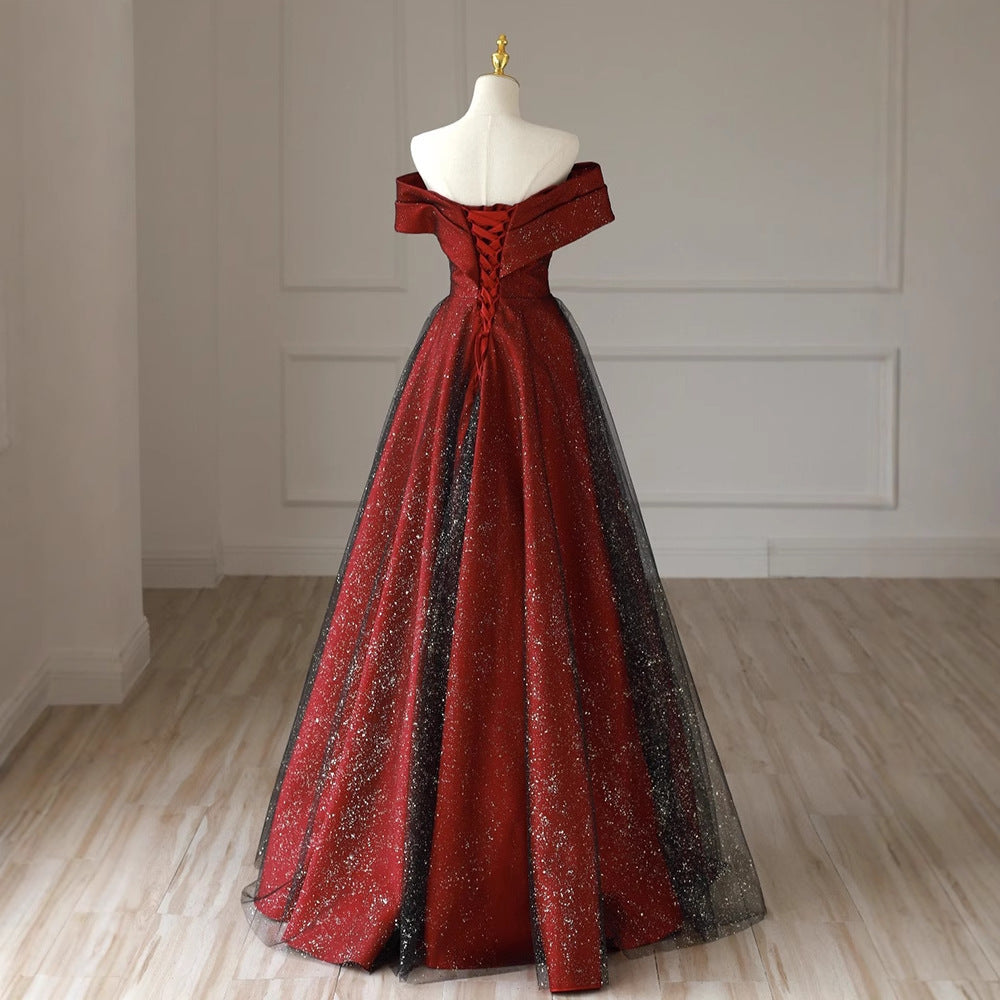 French Toast Clothing Elegant off-Shoulder Red Maternity Bridal Dresses plus Size Plump Girls Slimming Bridal Marriage Engagement Dress