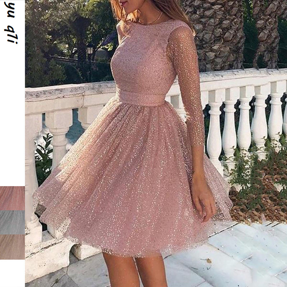 2024 Cross-Border Summer New European and American Women's Clothing Sexy Cutout off-Shoulder Embroidered Wedding Dress Large Swing Dress