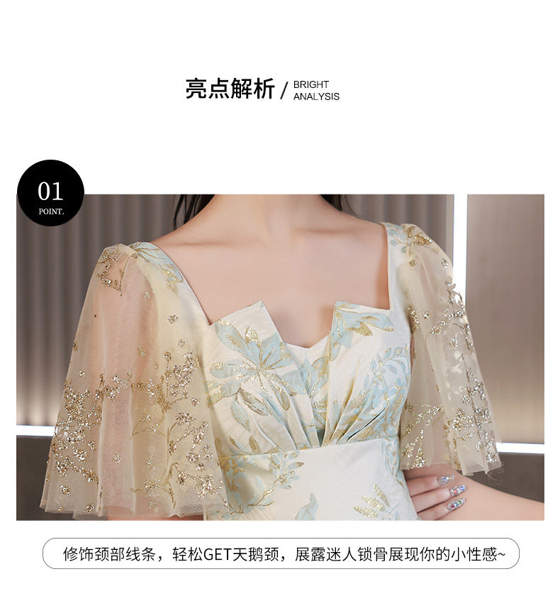 Daily Wearable French Suit 2024 New Summer Floral Bridesmaid Dress Dress Small Banquet Evening Dress