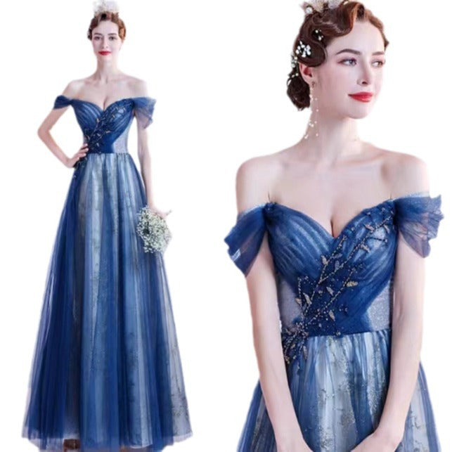 Host Formal Dress Female 2024 New Fashion Dream Banquet Temperament Generous Long Evening Dress for Toasting