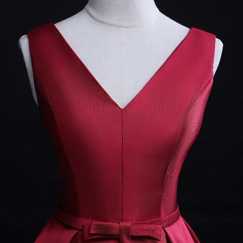 Bridal Toast Dress New Spring Short Red V-neck Engagement Return Wedding Dress for Women Slim Fit Slimming