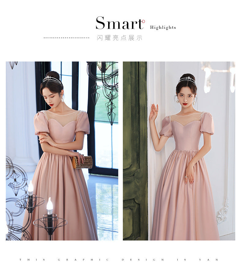 Pink Little Evening Dress Female High-End Banquet Temperament Entry Lux Senior Sense Niche Host Annual Meeting Vocal Music Art Test