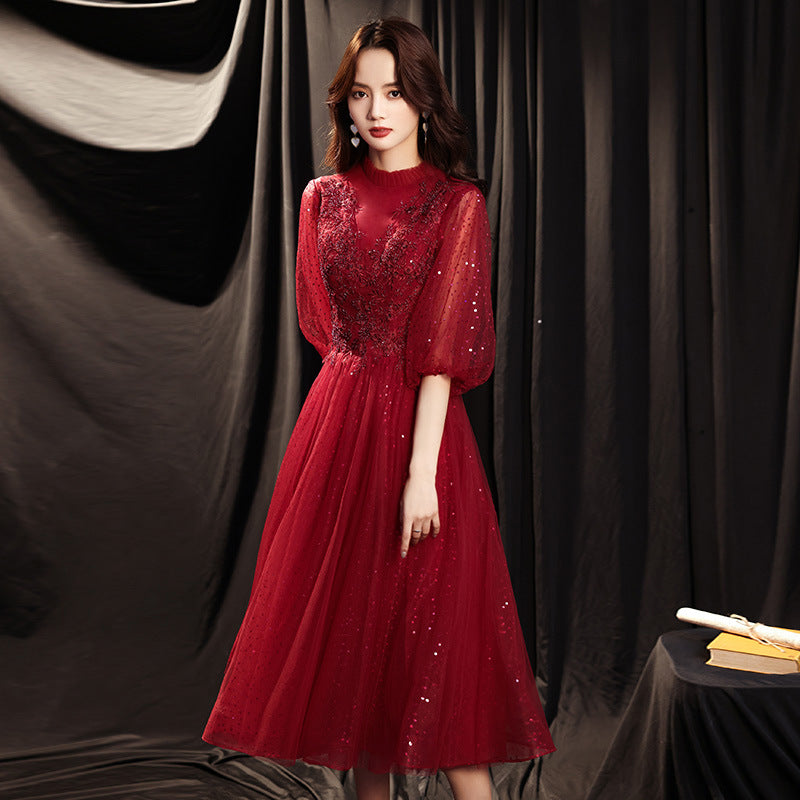 Banquet Evening Dress 2024 New Autumn Graceful and Fashionable Bridesmaid Dress Socialite Grand Host Annual Party Evening Dress