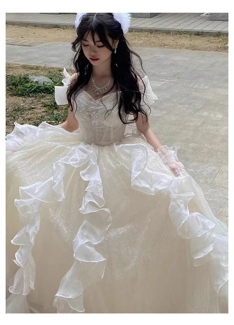 Princess Escape Evening Dress High-End Affordable Luxury 2024 New Fairy Host Pettiskirt Vocal Music Art Test Adult Ceremony