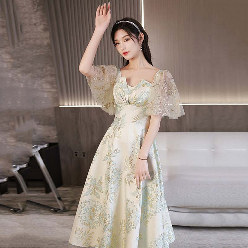 Daily Wearable French Suit 2024 New Summer Floral Bridesmaid Dress Dress Small Banquet Evening Dress