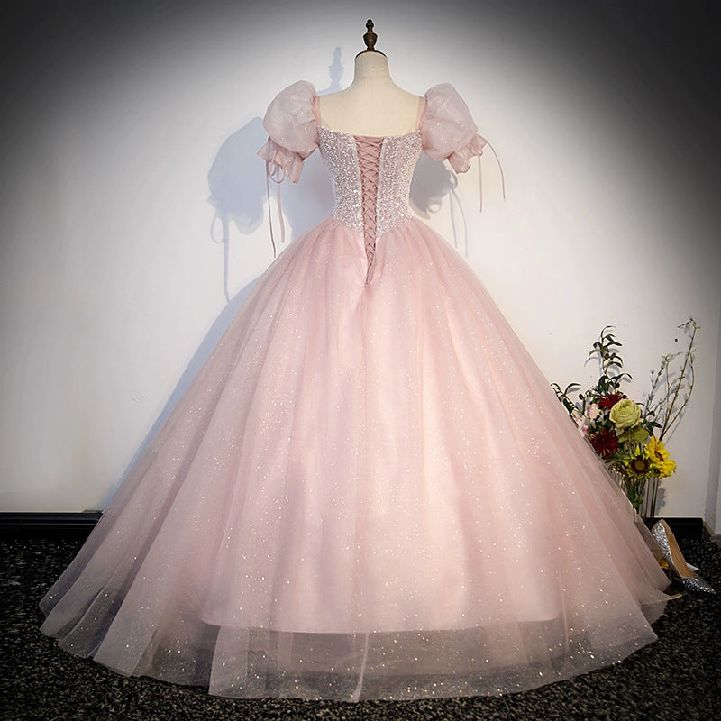 Engagement Evening Dress Pink Princess Bride Toast Dress Stage Performance Solo Wedding Dress Host Formal Dress Wholesale