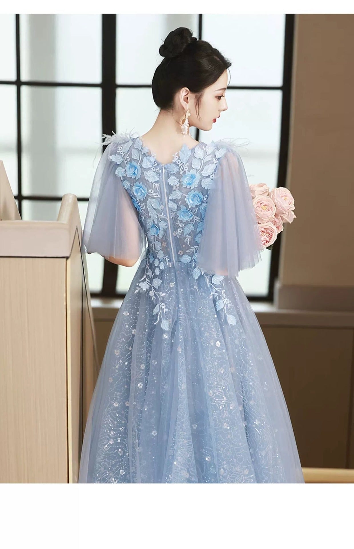 Blue Evening Dress High-End Affordable Luxury Niche Fairy 2024 New High Sense Dinner French Host Long