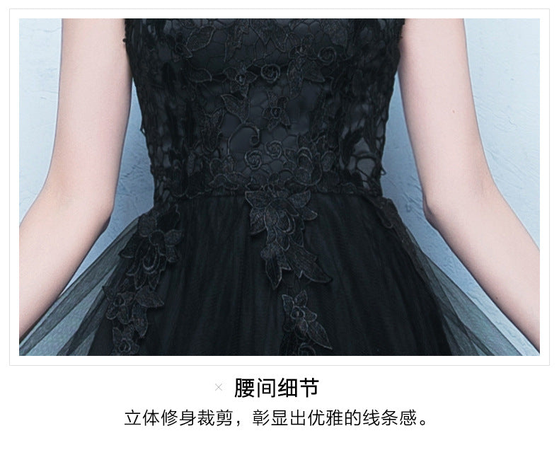 Evening Dress for Women 2024 New Short Front and Long Back Banquet Dress Party Show Thin Black Tuxedo Dress Short