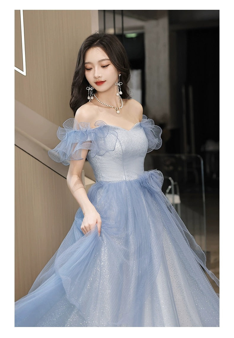 Blue Evening Dress for Women 2024 New High-Grade Fairy Graduation Host Art Exam High-End Affordable Luxury Niche French Style