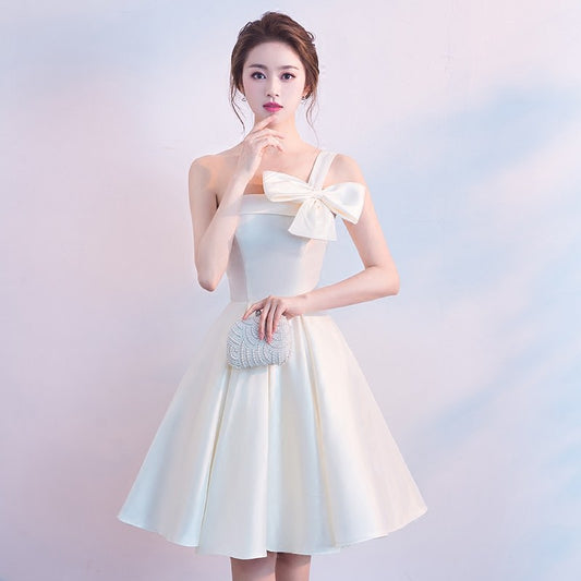 Women's Tube Top Evening Dress White Short 2024 Autumn Bridesmaid Niche Daily Style Birthday Dress