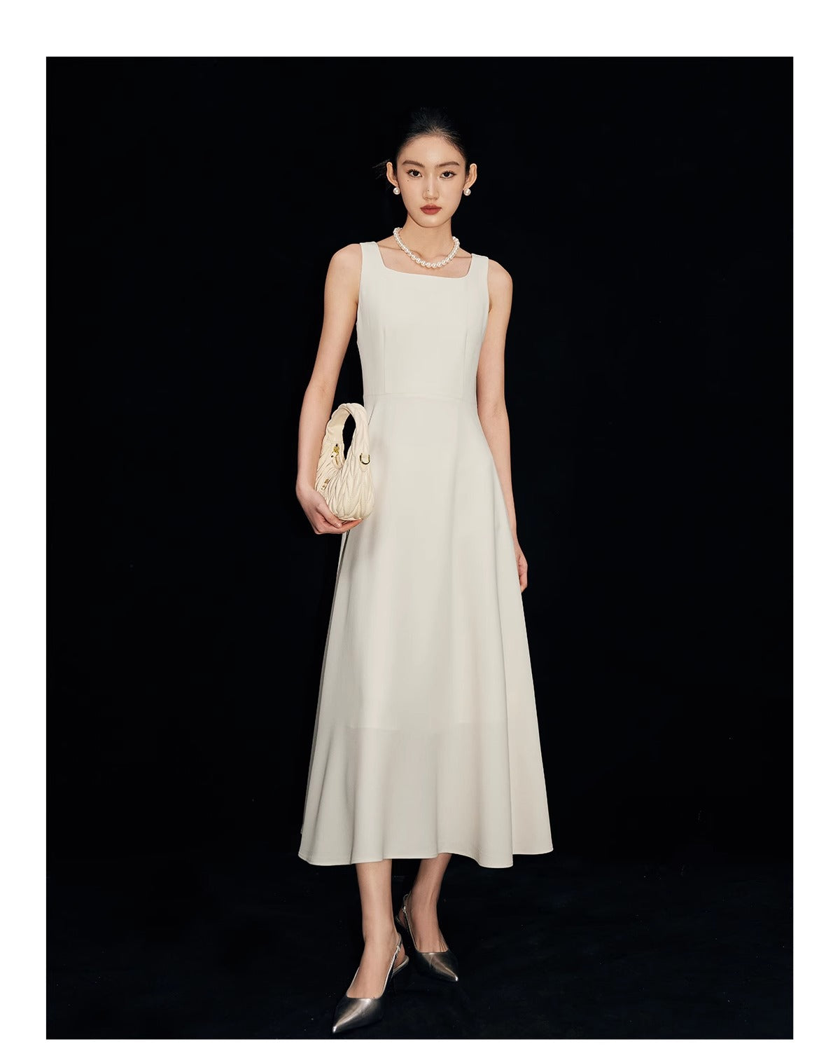 French Style White Dress 2024 New Sleeveless Vest Dress for Women Summer Fashion Slimming Long Dress