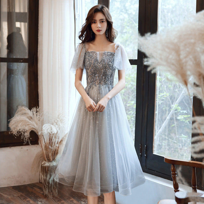 Sequin Dress Evening Dresses Evening Dress Female Banquet Pink Fairy Long Host Elegant H6672