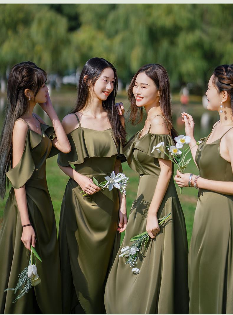 Bridesmaid Dress Girlfriends Group2023Summer New Satin Long Bridesmaid Dress for Sisters Graceful Mori Ladies Banquet